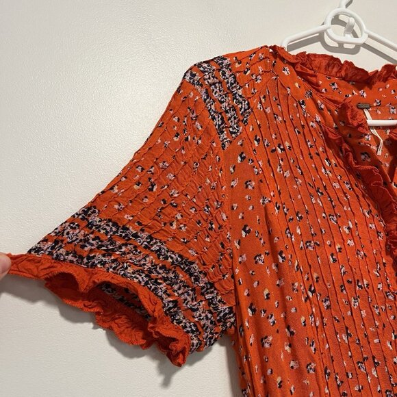 Free People Rare Feeling Maxi Dress in Orange Pop Combo Size Small - Picture 8 of 13